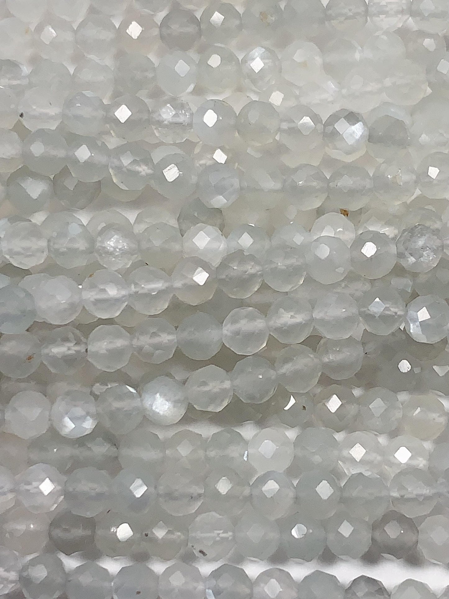 Faceted White Moonstone Beads: Natural Gemstone Strand (2mm 3mm 4mm)