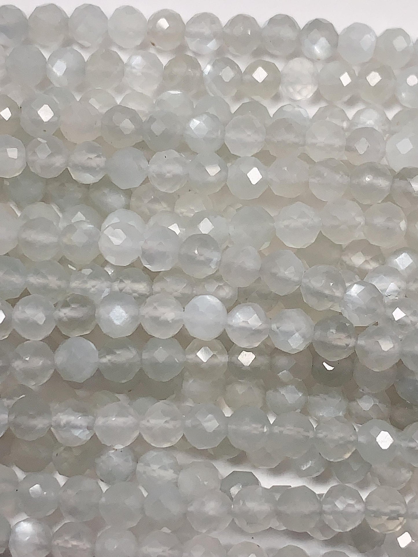 Faceted White Moonstone Beads: Natural Gemstone Strand (2mm 3mm 4mm)