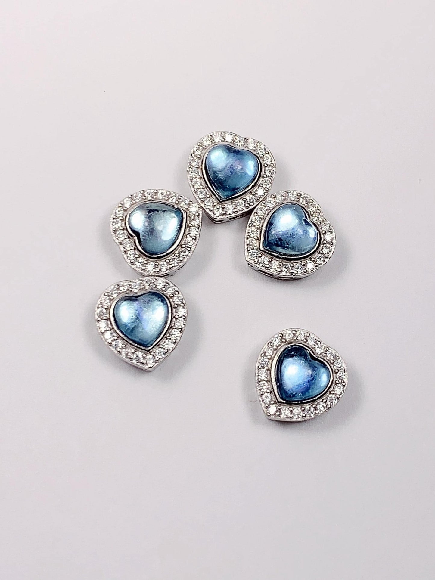 5mm Aquamarine Heart Bead: Sterling Silver Pendant Charm