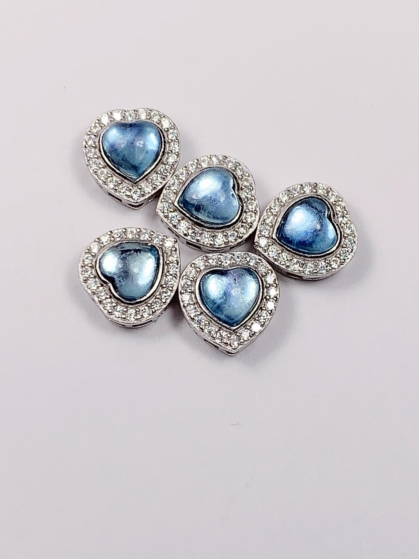 5mm Aquamarine Heart Bead: Sterling Silver Pendant Charm