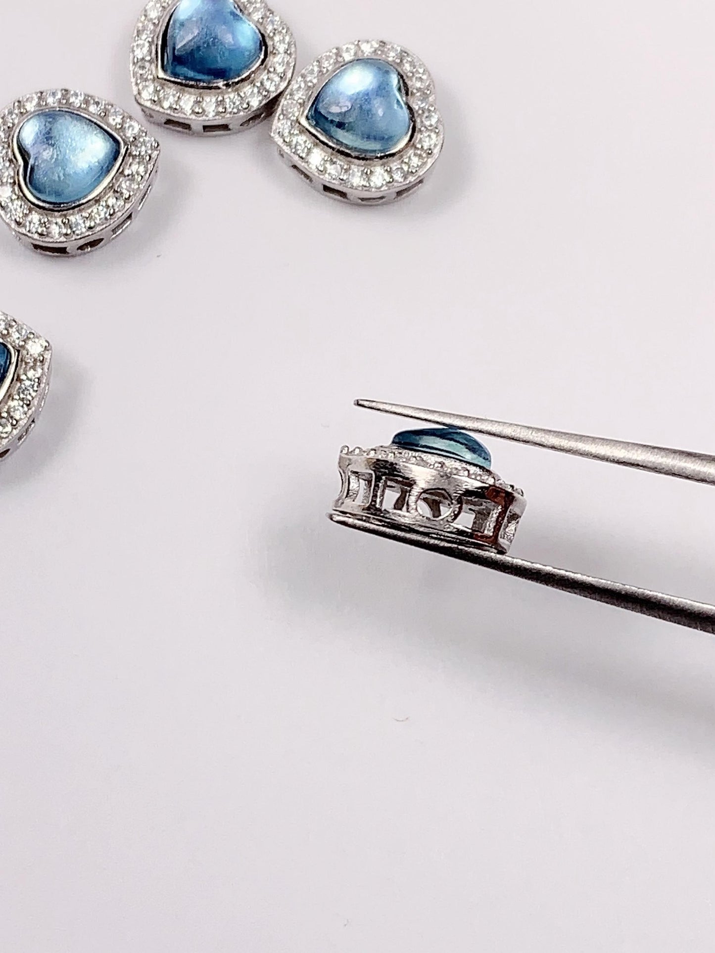 5mm Aquamarine Heart Bead: Sterling Silver Pendant Charm