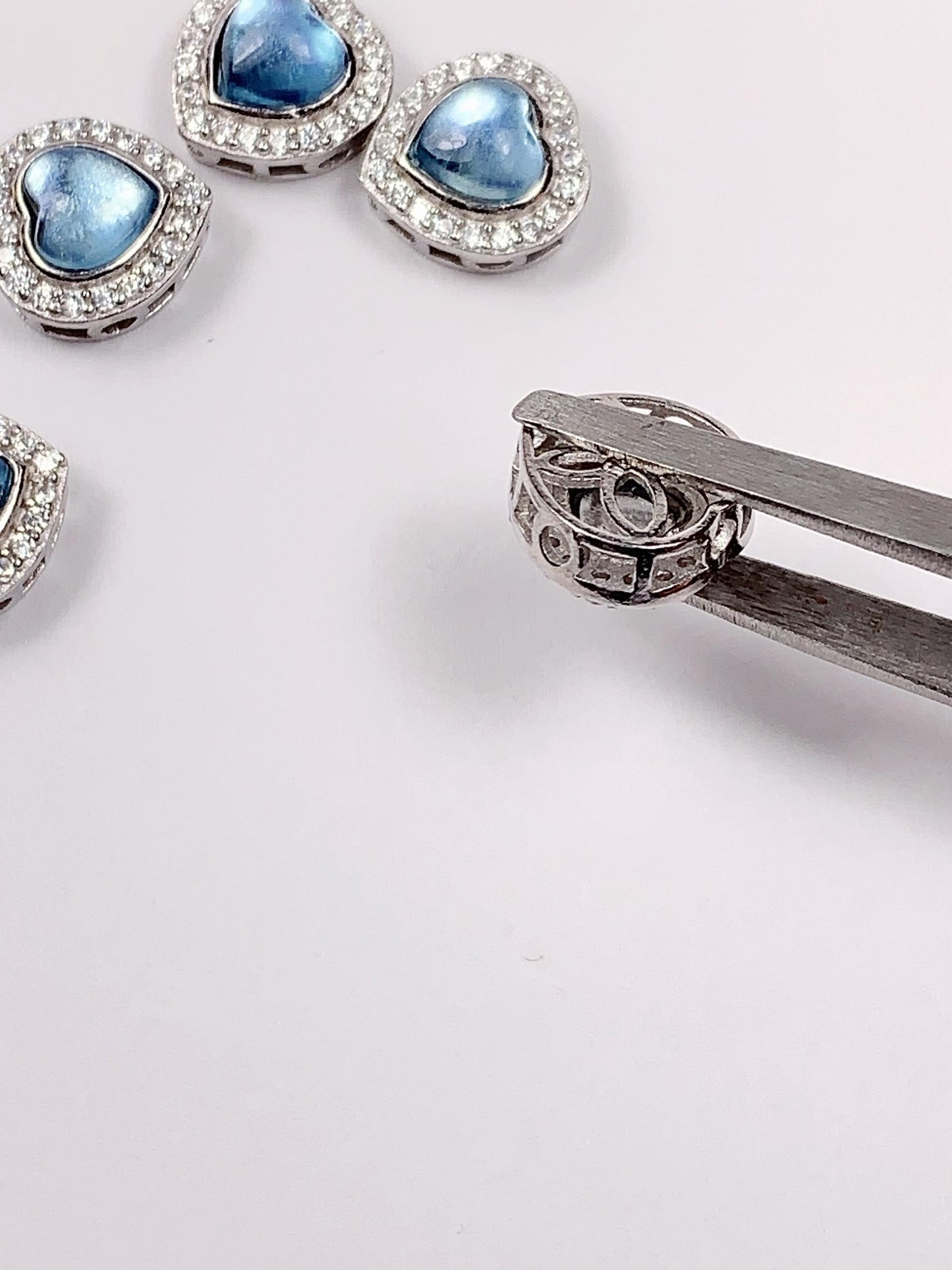 5mm Aquamarine Heart Bead: Sterling Silver Pendant Charm