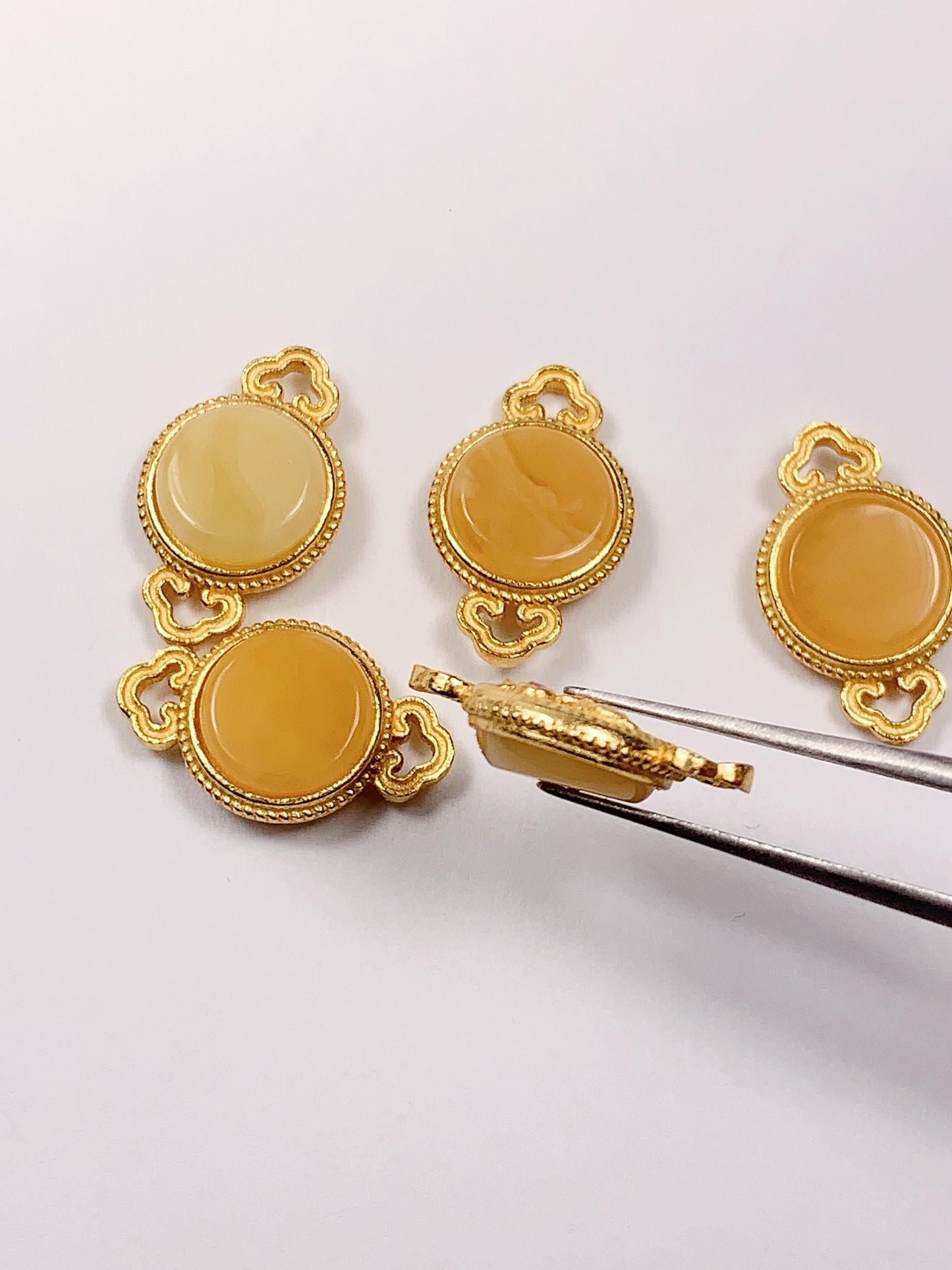 8mm Honey Beeswax Amber Bead: Sterling Silver DIY Jewelry Pendant