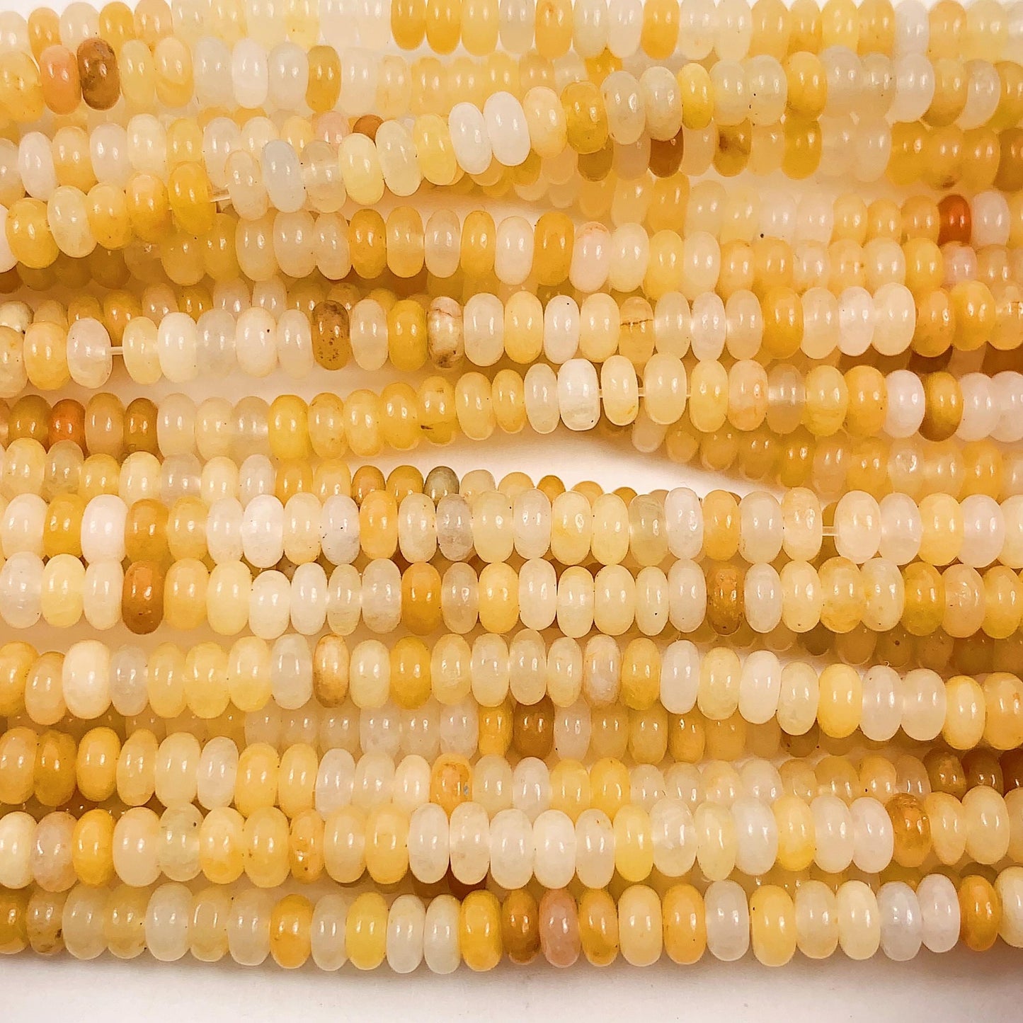 2x4mm Natural Yellow Jade Smooth Rondelle Beads 15" Strand