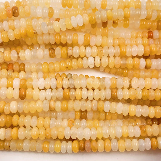 2x4mm Natural Yellow Jade Smooth Rondelle Beads 15" Strand
