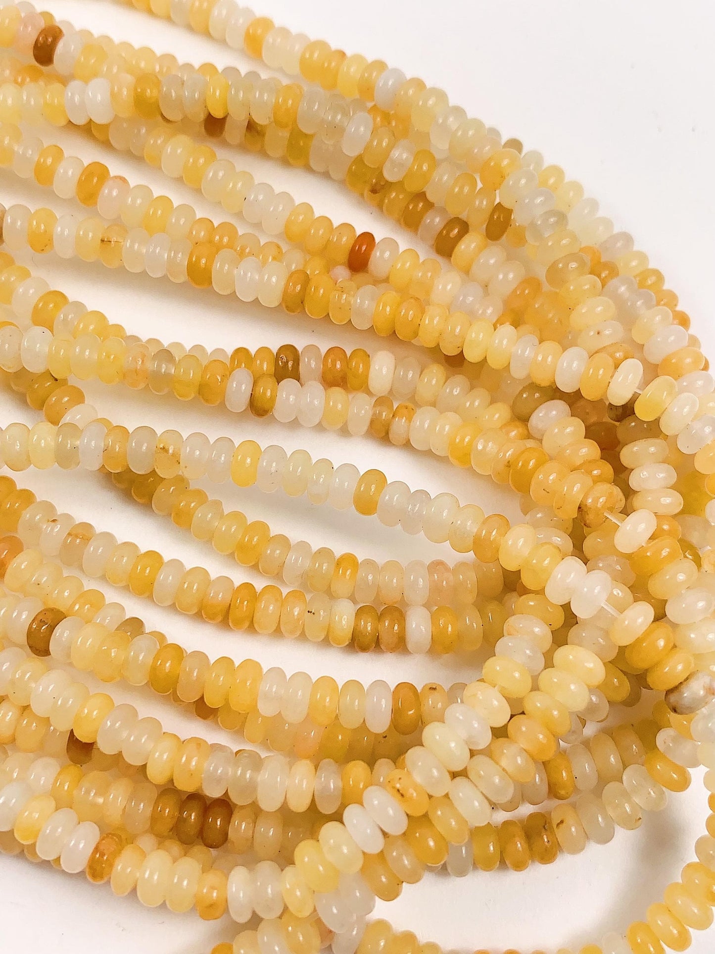 2x4mm Natural Yellow Jade Smooth Rondelle Beads 15" Strand