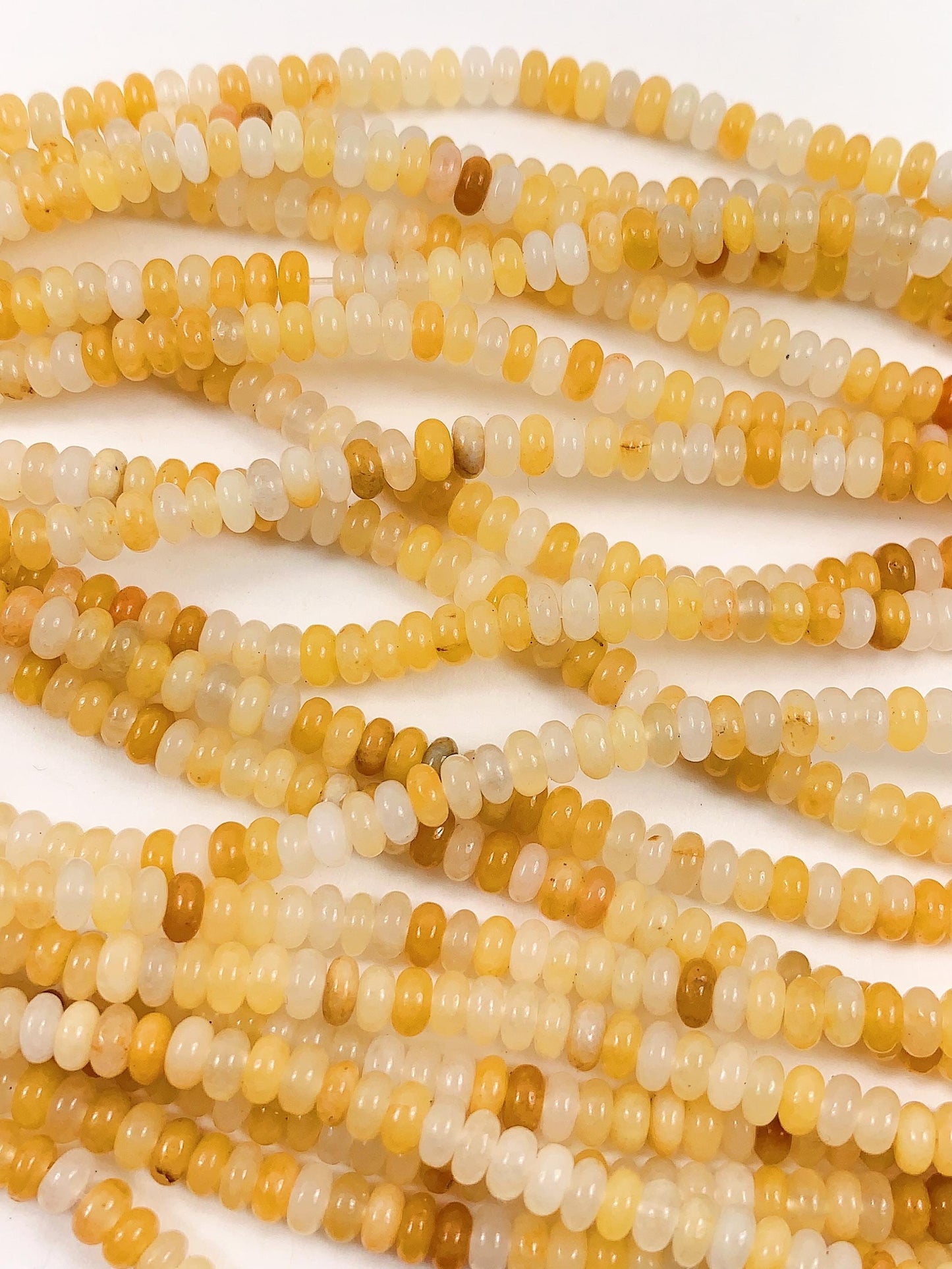 2x4mm Natural Yellow Jade Smooth Rondelle Beads 15" Strand
