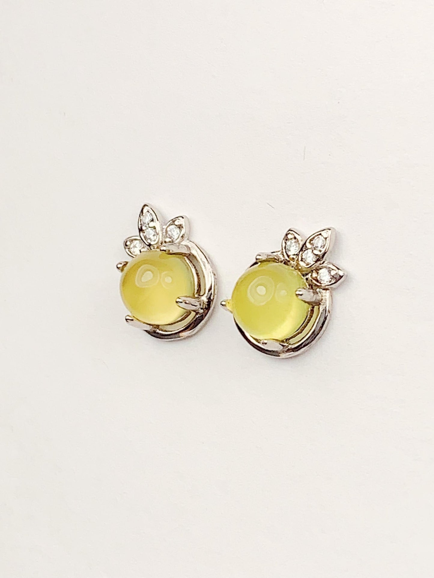 Prehnite Earrings: 18k Gold Plated Sterling Silver Leaves Studs