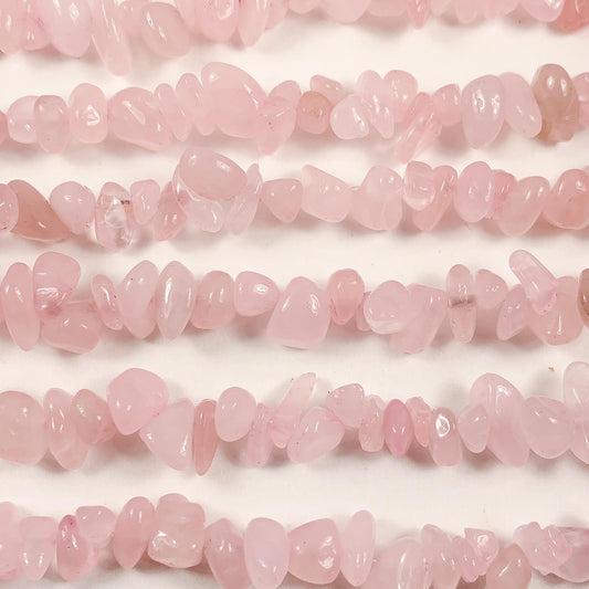 7-12mm Rose Quartz Chip Beads: Pink Gemstone Nugget Strand (32 Inch)