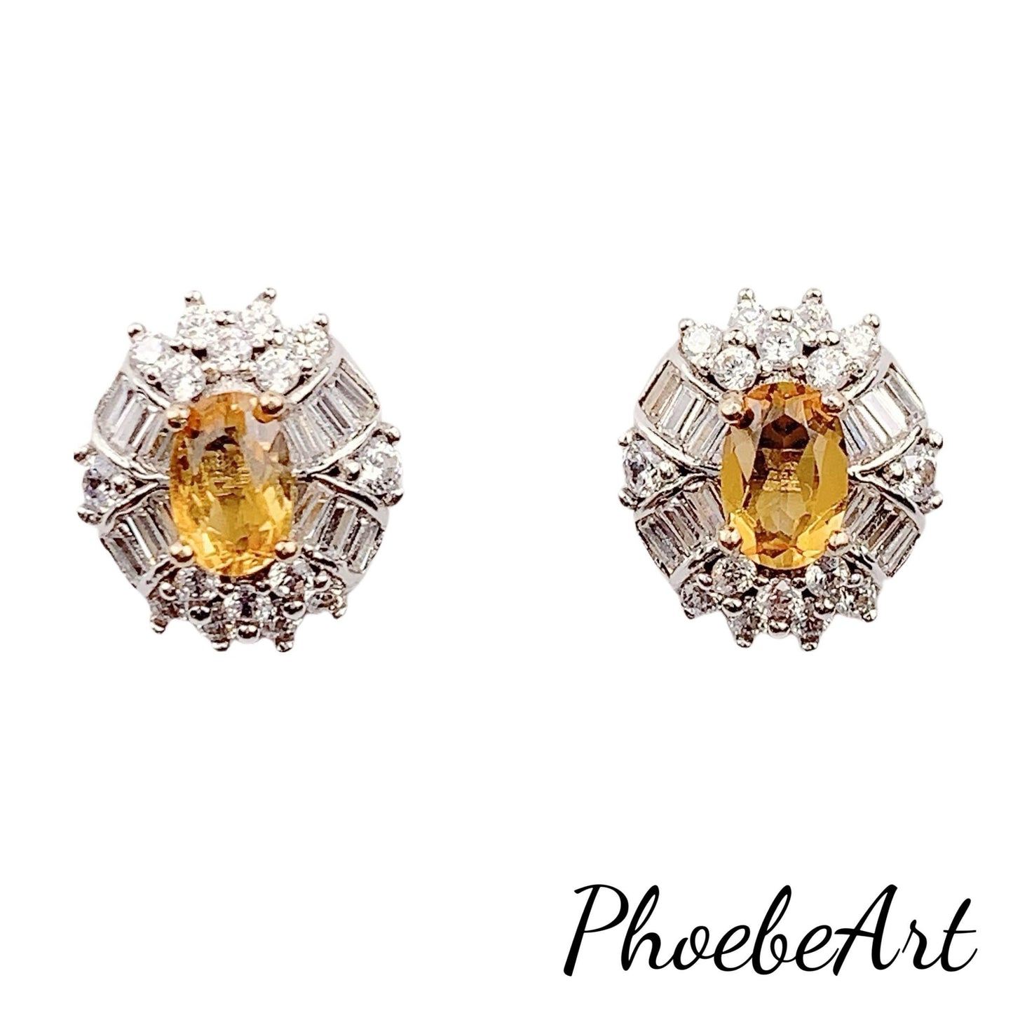 Citrine Earrings: 18k Gold Plated Sterling Silver Studs