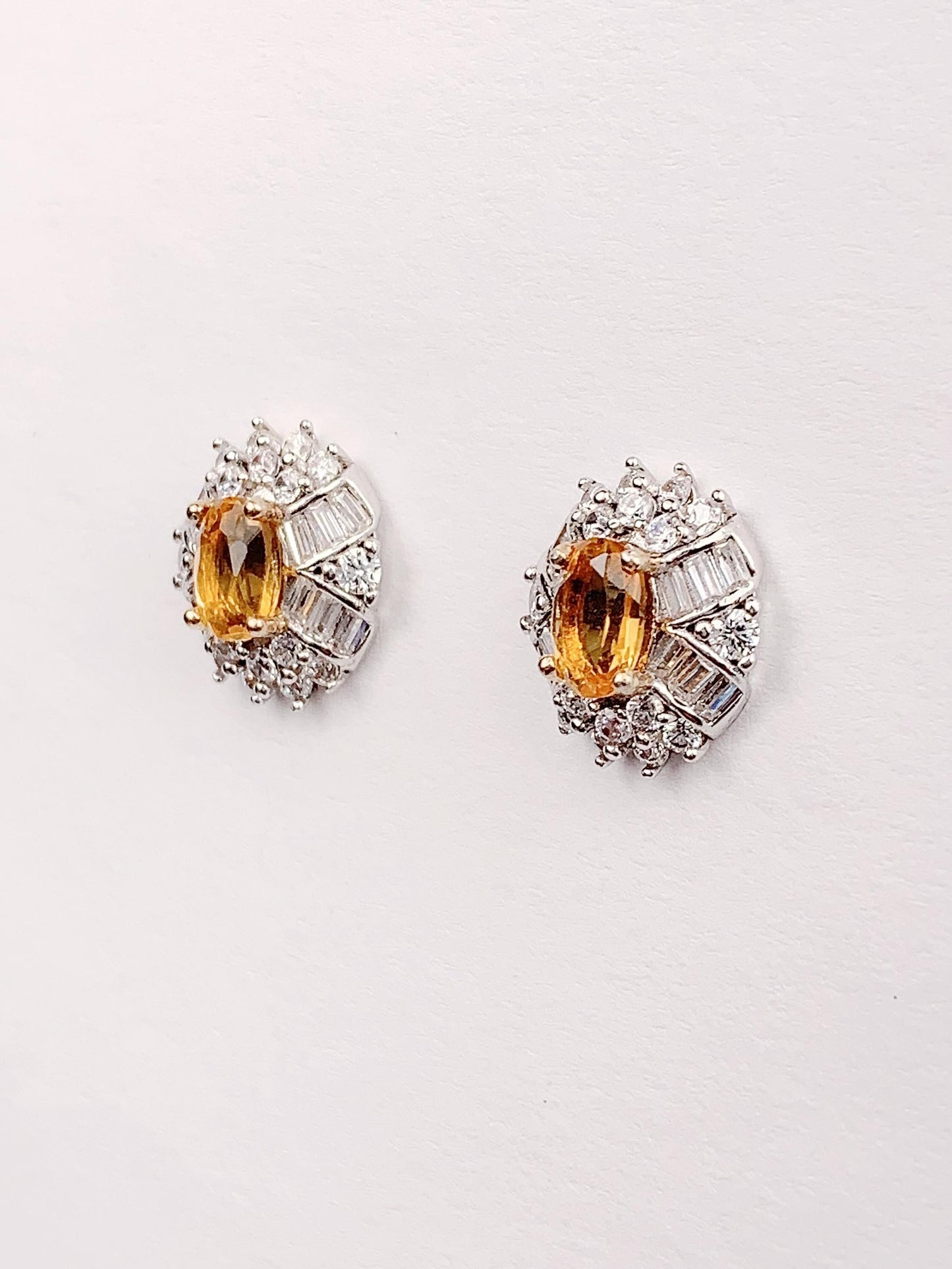 Citrine Earrings: 18k Gold Plated Sterling Silver Studs