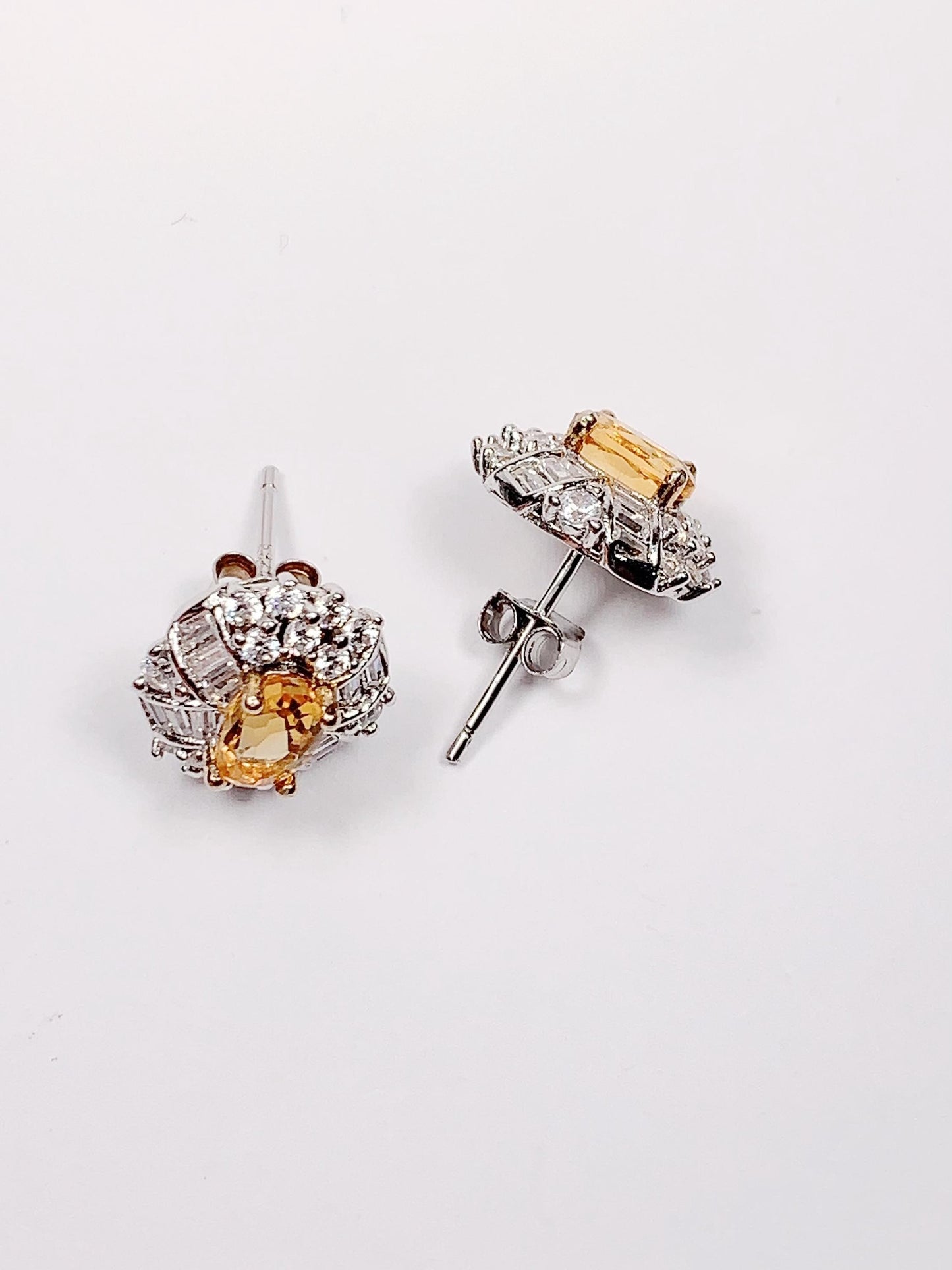 Citrine Earrings: 18k Gold Plated Sterling Silver Studs