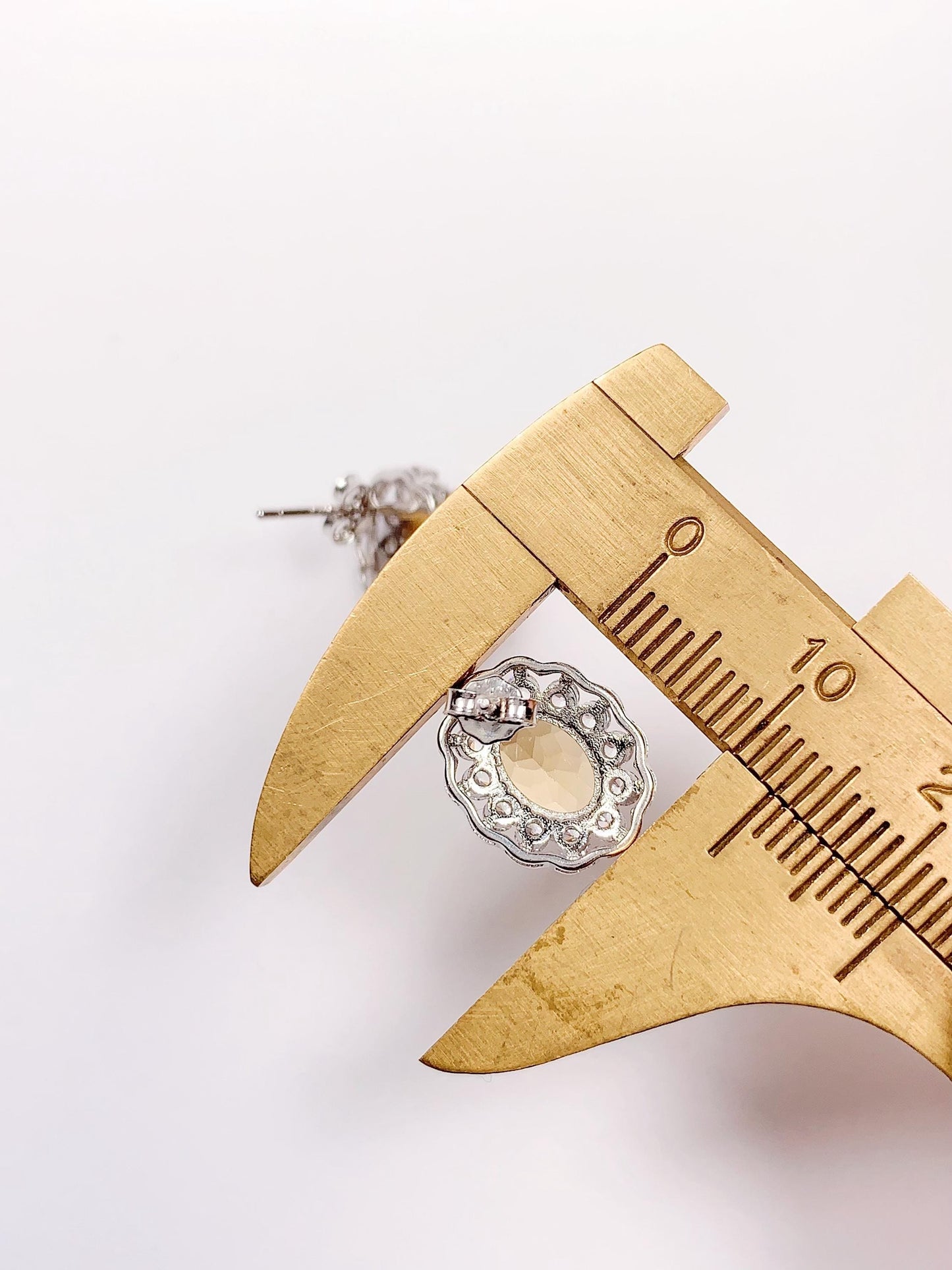 Citrine Earrings: Oval Cut, 18k White Gold Plated Sterling Silver