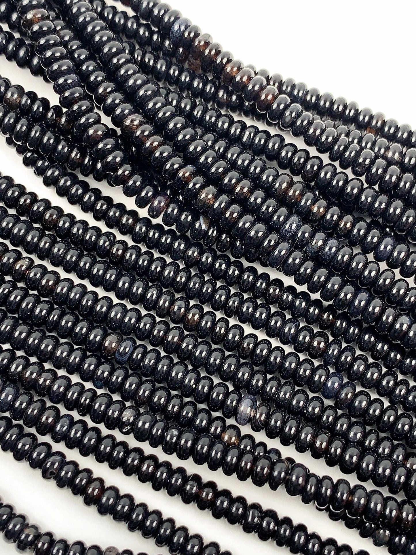 AAA Black Onyx Agate Smooth Rondelle Beads 15" Strand (2x4mm, 4x6mm)