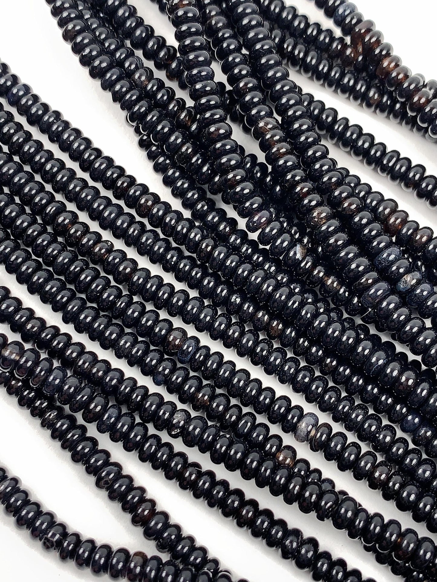 AAA Black Onyx Agate Smooth Rondelle Beads 15" Strand (2x4mm, 4x6mm)