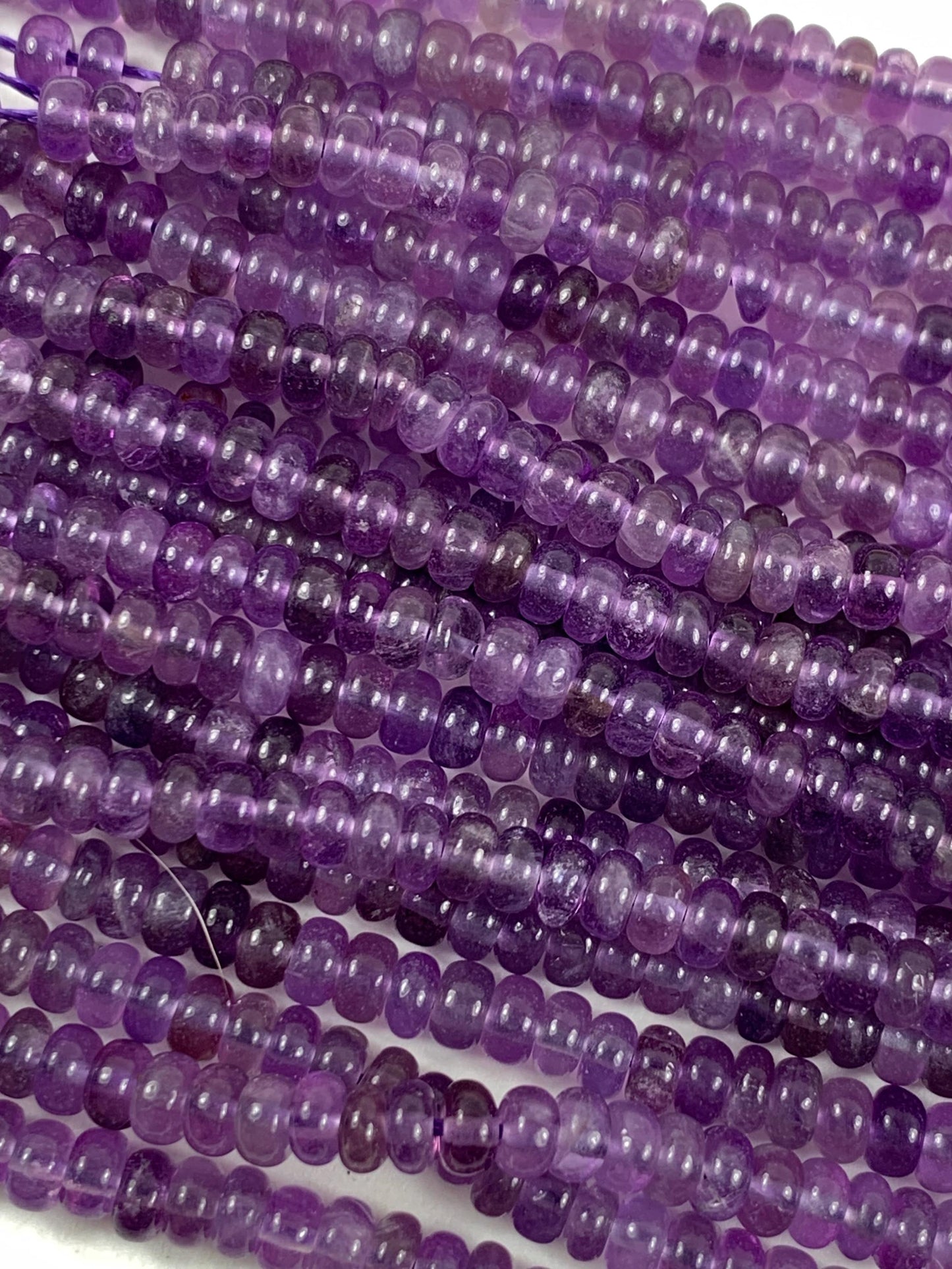 2x4mm Genuine Natural Purple Amethyst Smooth Rondelle Beads 15.5" Strand
