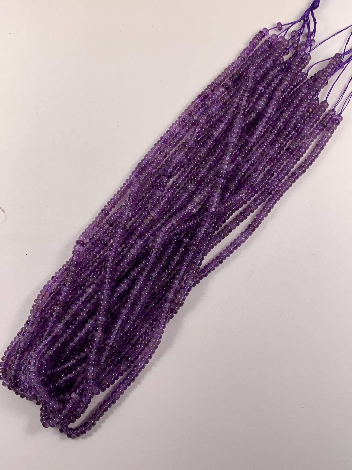 2x4mm Genuine Natural Purple Amethyst Smooth Rondelle Beads 15.5" Strand