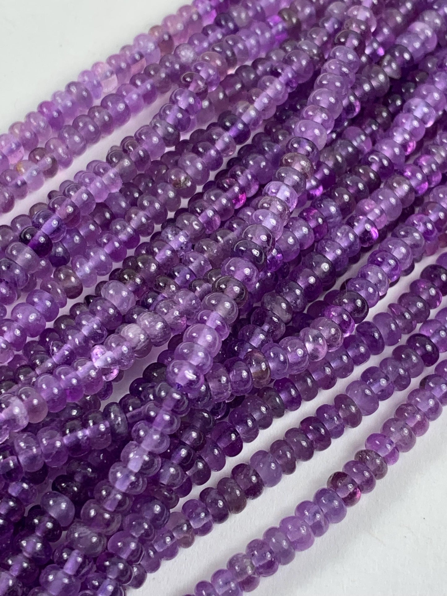 2x4mm Genuine Natural Purple Amethyst Smooth Rondelle Beads 15.5" Strand