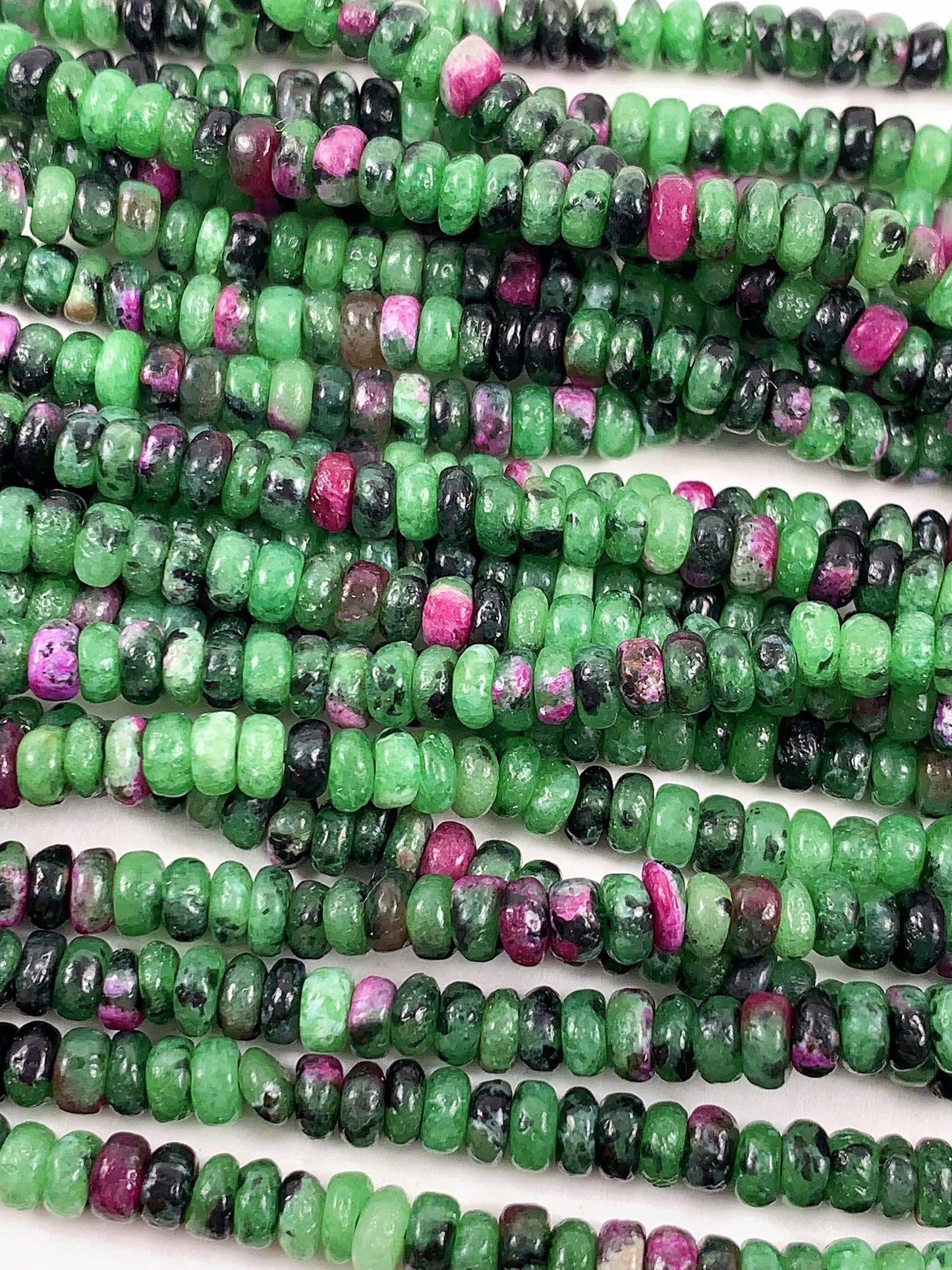 2x4mm Natural Red Ruby Green Zoisite Smooth Rondelle Beads Gemstone Strand 15.5"