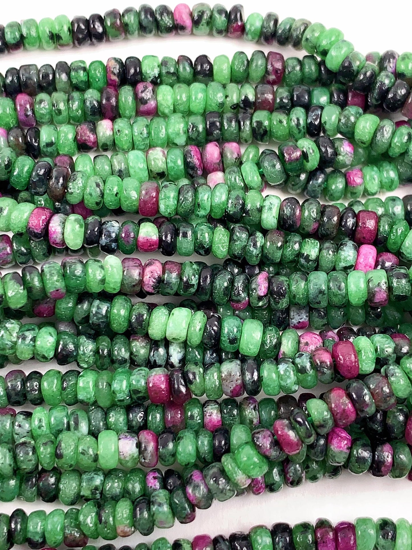 2x4mm Natural Red Ruby Green Zoisite Smooth Rondelle Beads Gemstone Strand 15.5"
