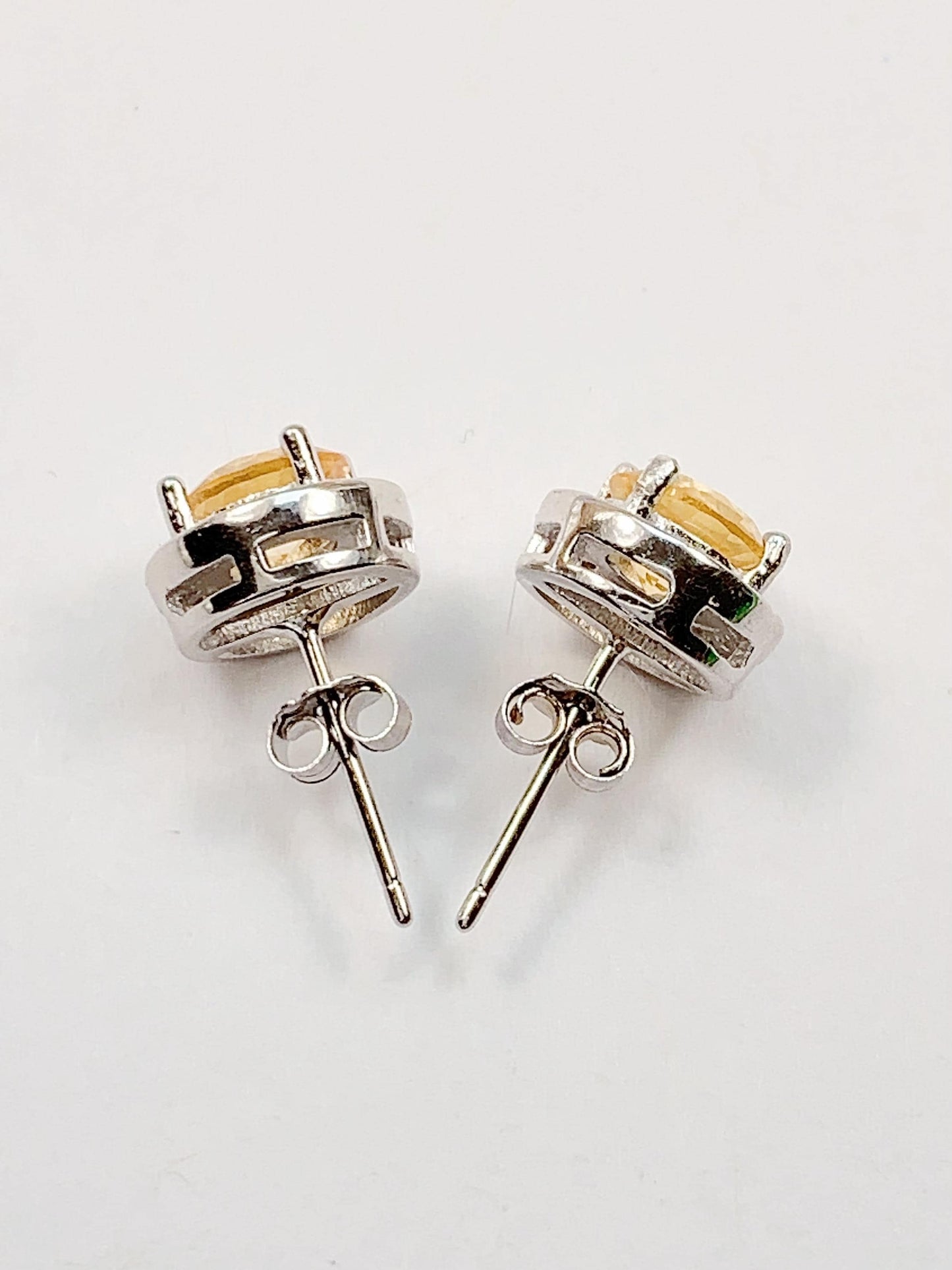 Citrine Sterling Silver Earrings: Yellow Gemstone Studs