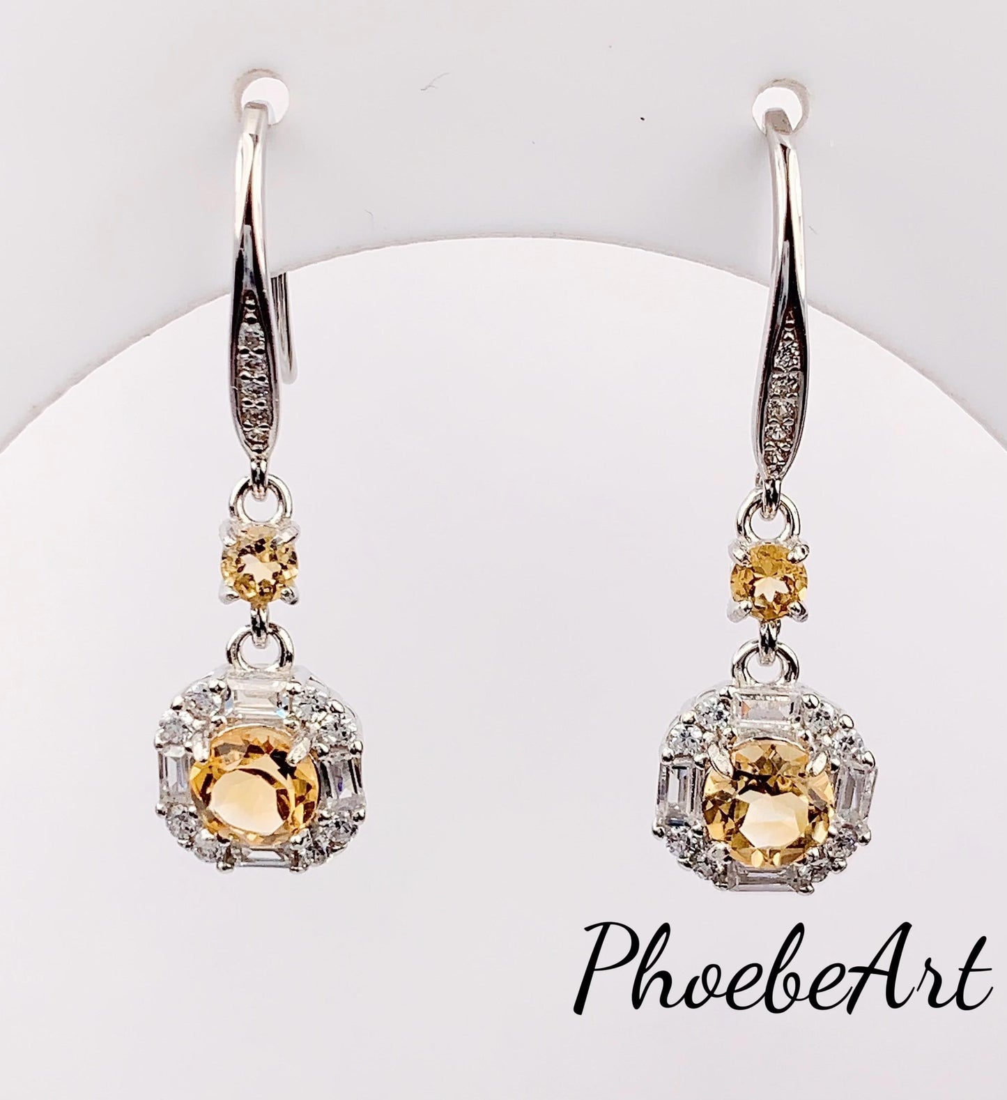 Citrine Earrings: 5mm Round, Sterling Silver, November Birthstone