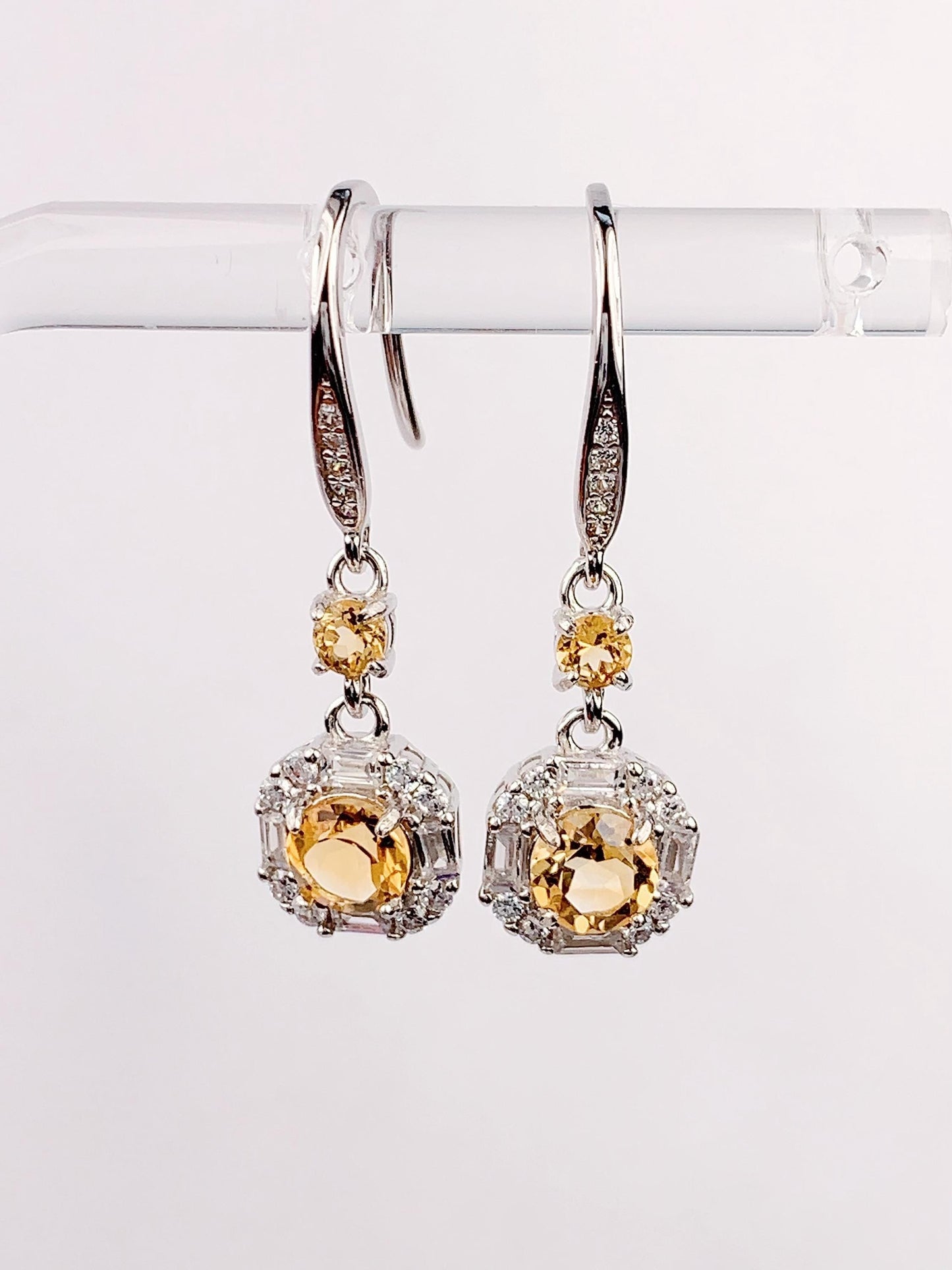 Citrine Earrings: 5mm Round, Sterling Silver, November Birthstone