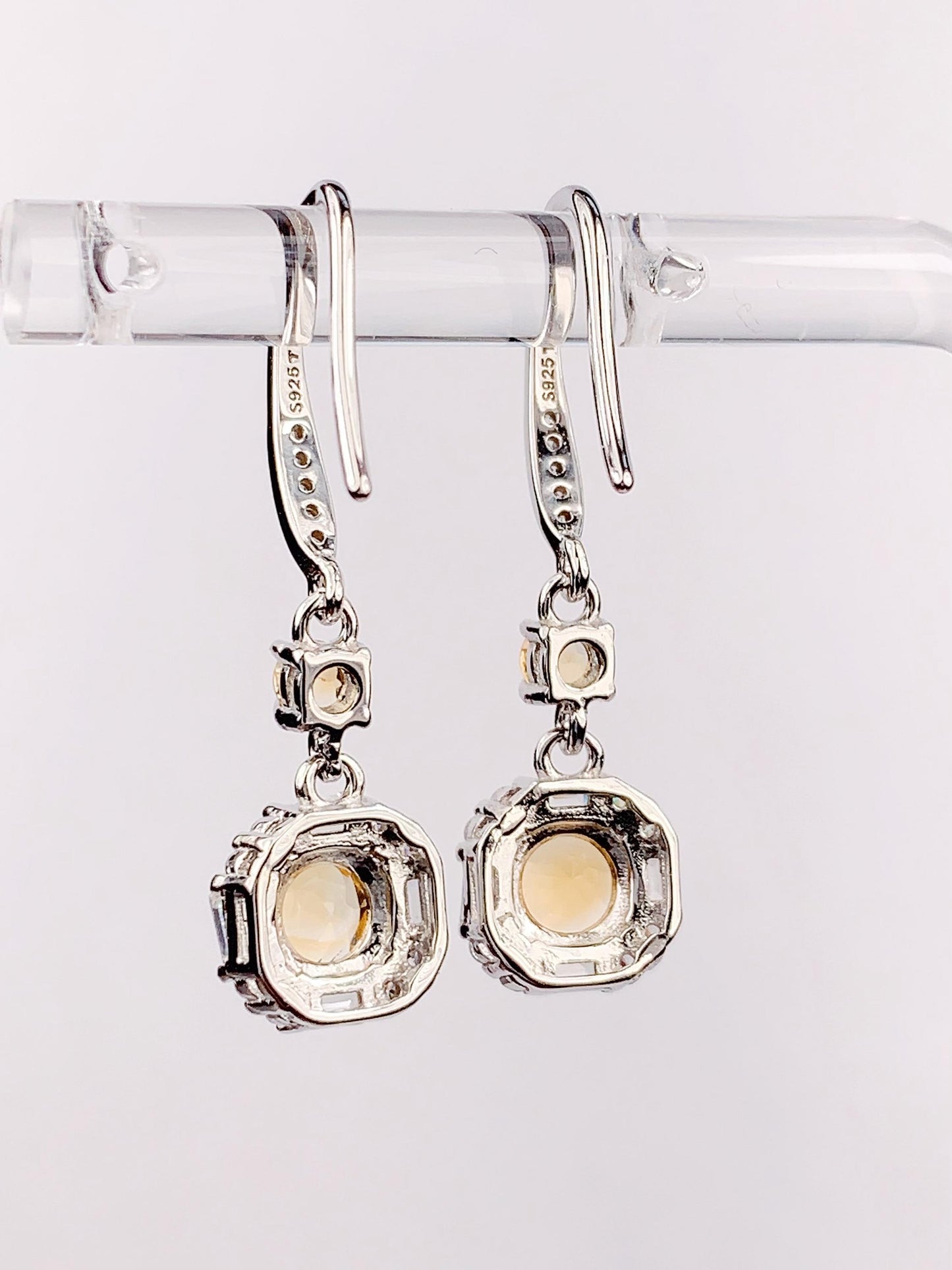 Citrine Earrings: 5mm Round, Sterling Silver, November Birthstone