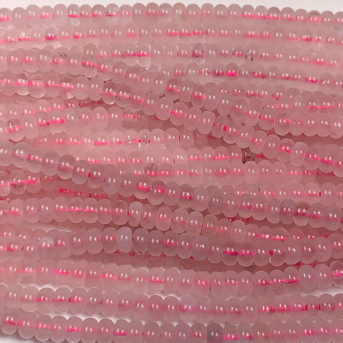 2x4mm Natural Pink Rose Quartz Smooth Rondelle Beads Gemstone Strand 15"