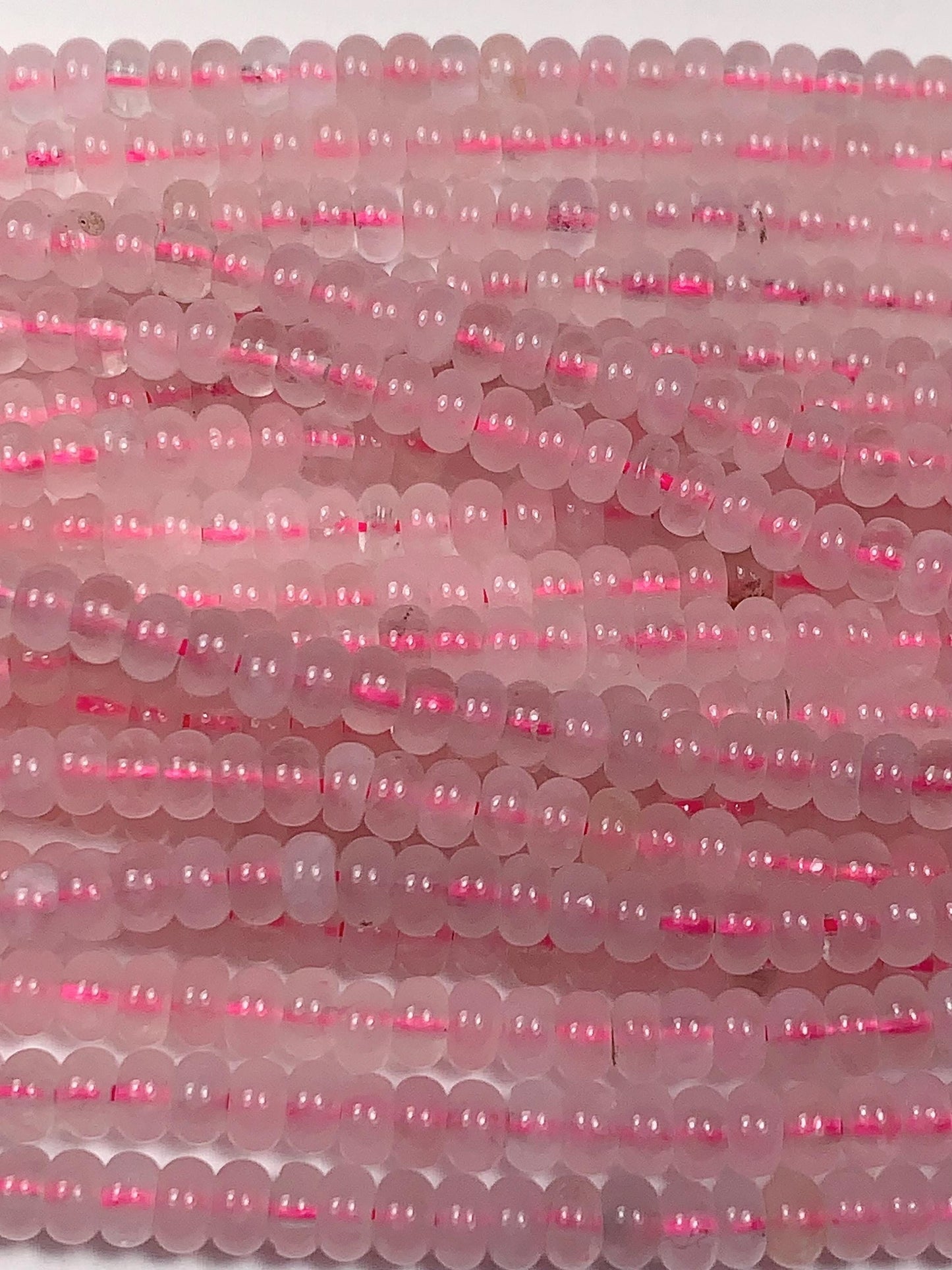 2x4mm Natural Pink Rose Quartz Smooth Rondelle Beads Gemstone Strand 15"