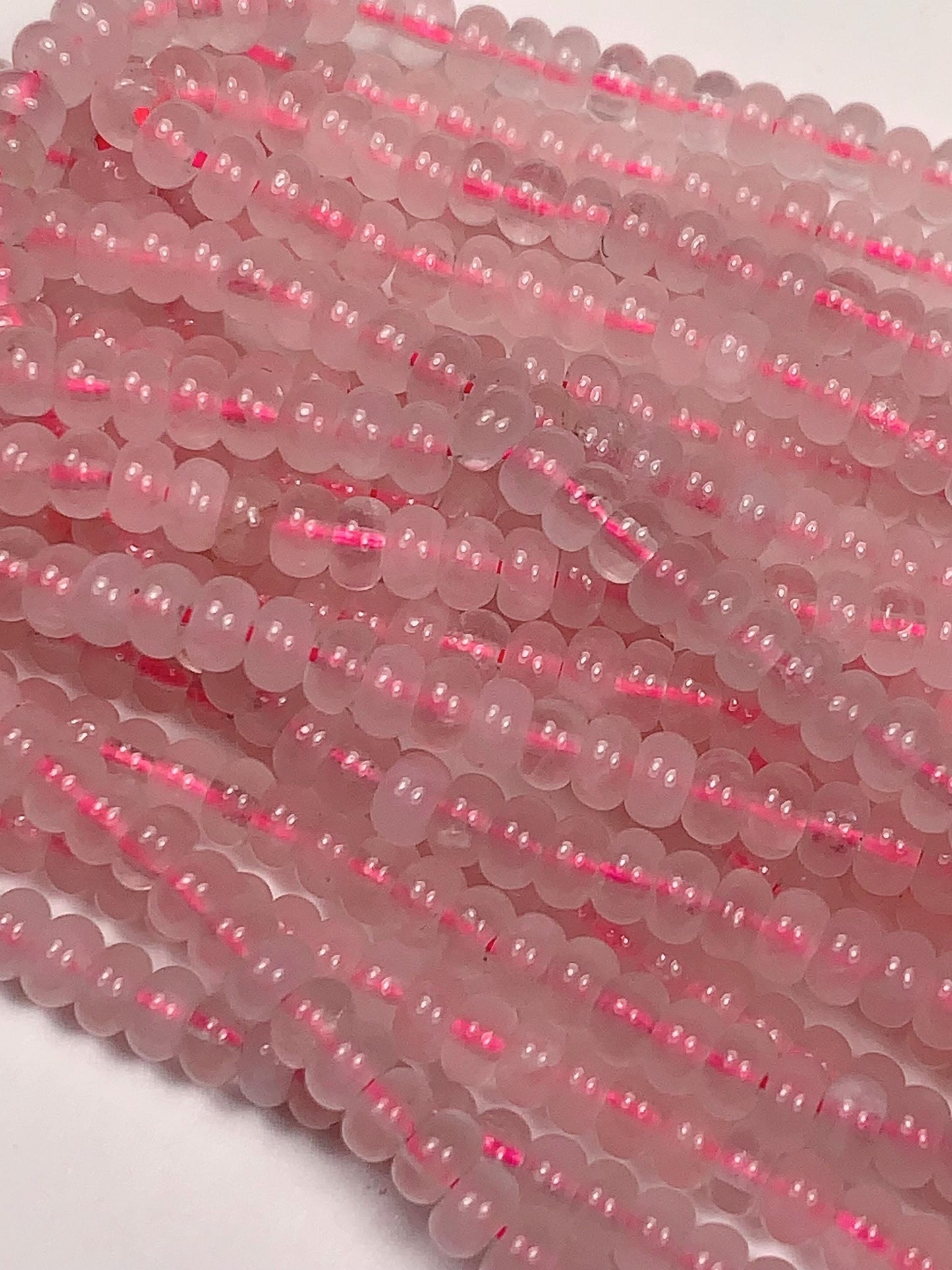 2x4mm Natural Pink Rose Quartz Smooth Rondelle Beads Gemstone Strand 15"