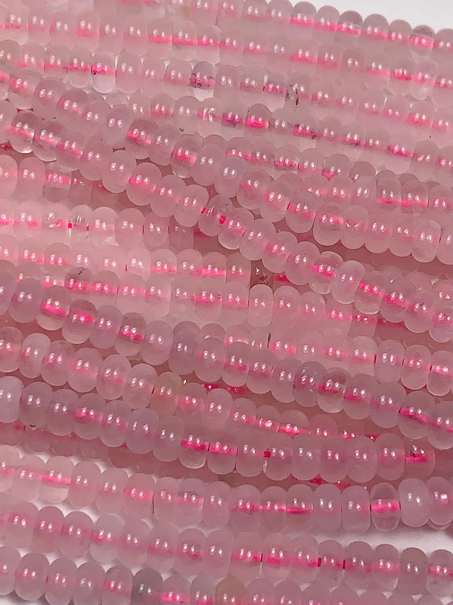 2x4mm Natural Pink Rose Quartz Smooth Rondelle Beads Gemstone Strand 15"
