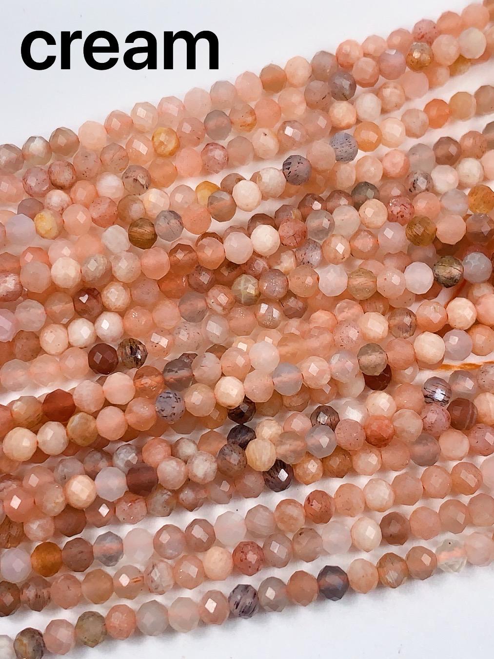 AAA Rainbow Gray Orange Moonstone Faceted Round Beads 15.5 Strand Gemstone