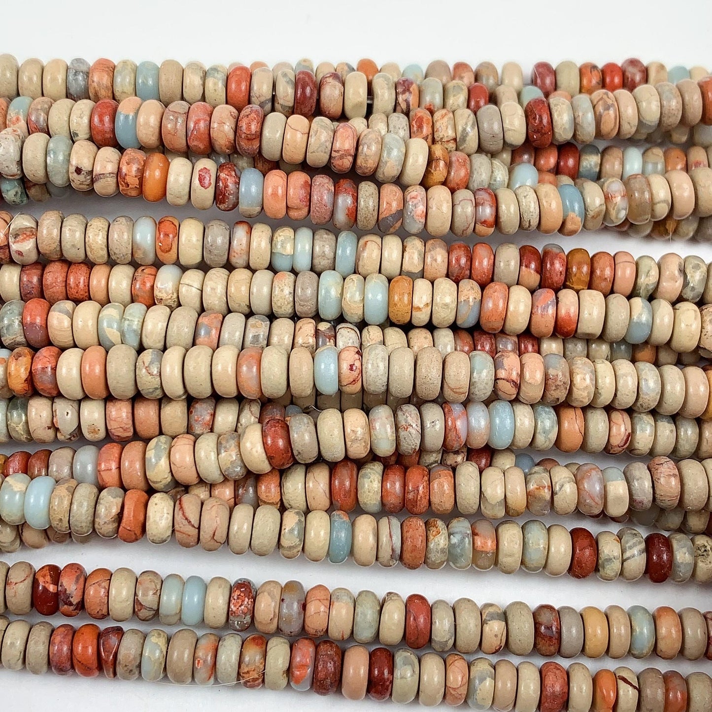 2x4mm Genuine Natural Sky Blue Red Brown Agalmatolite Smooth Rondelle Beads 15" Strand