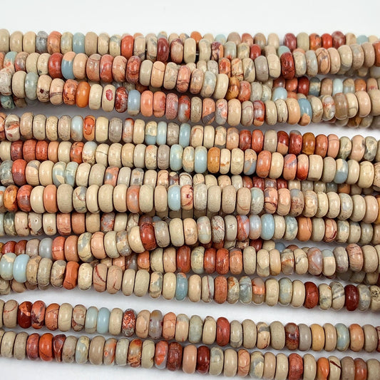2x4mm Genuine Natural Sky Blue Red Brown Agalmatolite Smooth Rondelle Beads 15" Strand
