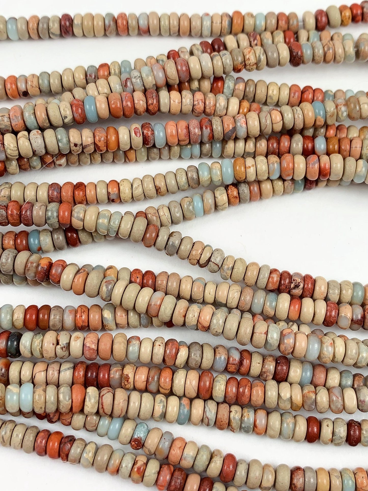 2x4mm Genuine Natural Sky Blue Red Brown Agalmatolite Smooth Rondelle Beads 15" Strand