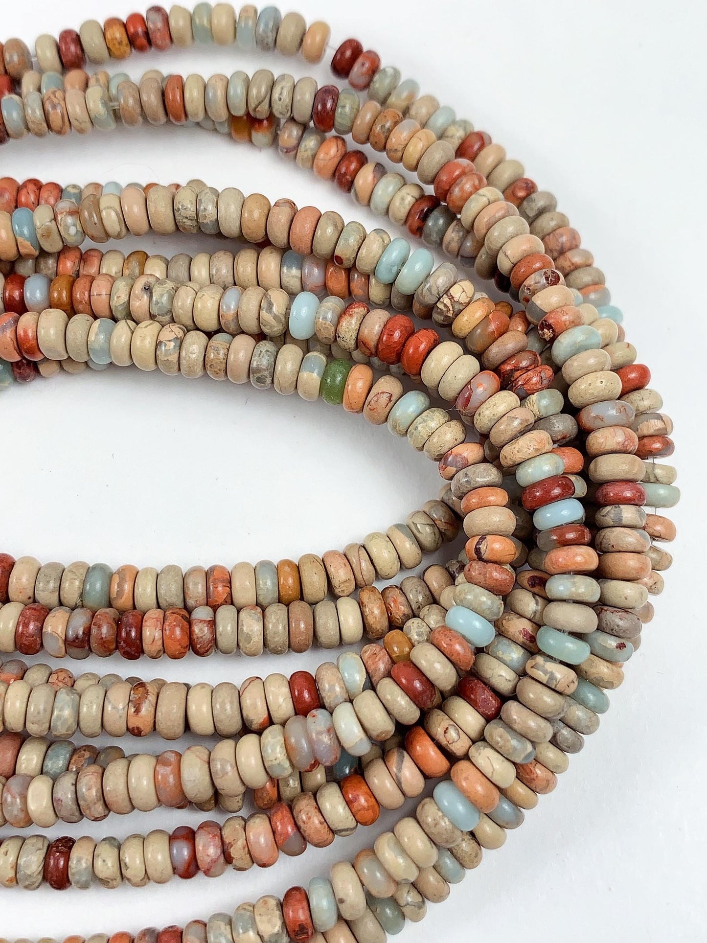 2x4mm Genuine Natural Sky Blue Red Brown Agalmatolite Smooth Rondelle Beads 15" Strand