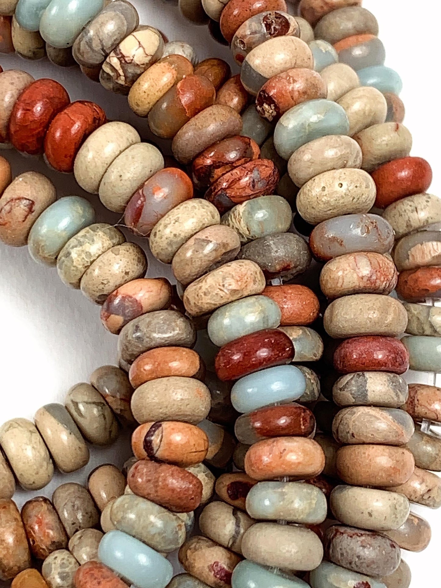 2x4mm Genuine Natural Sky Blue Red Brown Agalmatolite Smooth Rondelle Beads 15" Strand