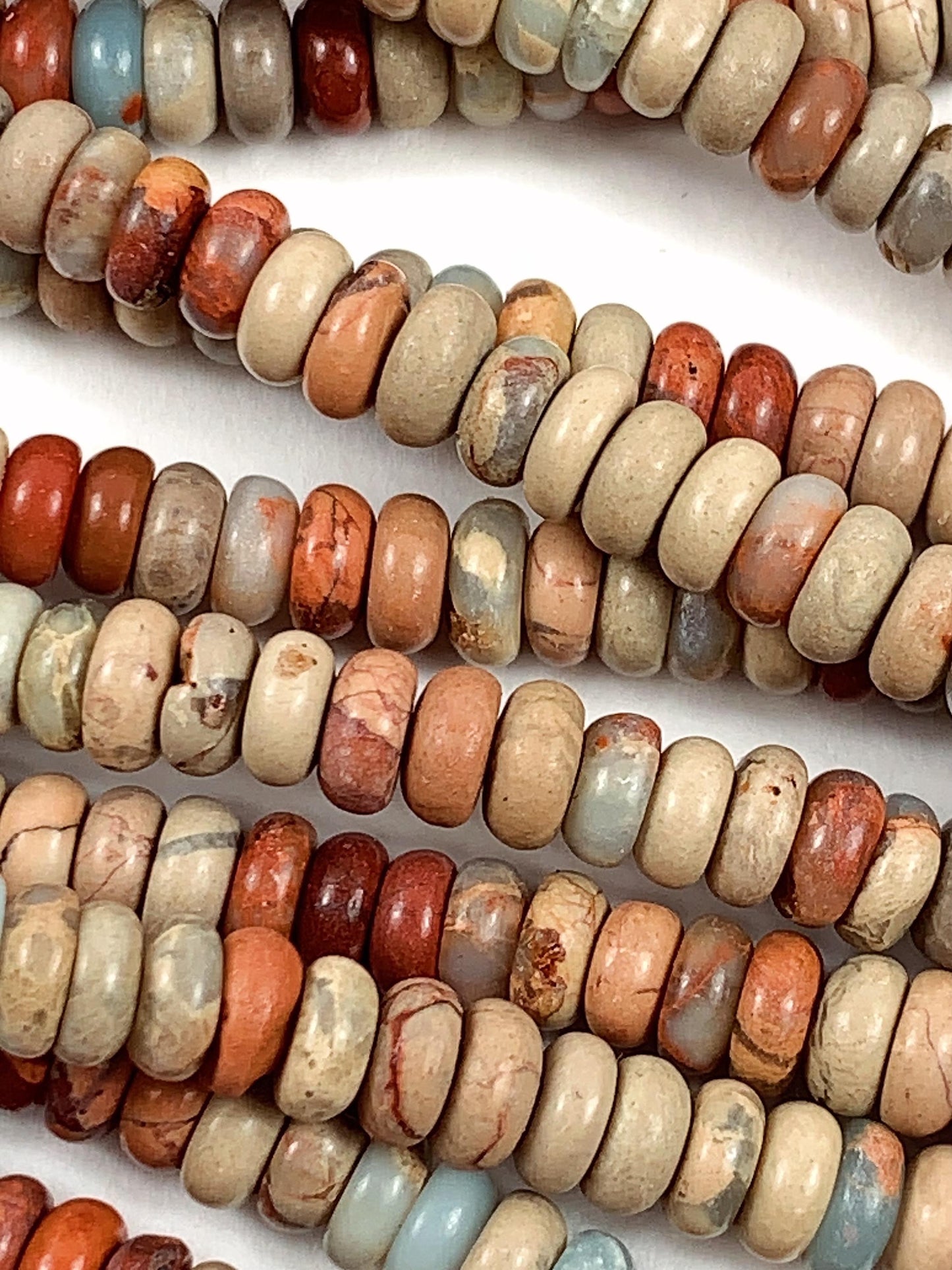 2x4mm Genuine Natural Sky Blue Red Brown Agalmatolite Smooth Rondelle Beads 15" Strand