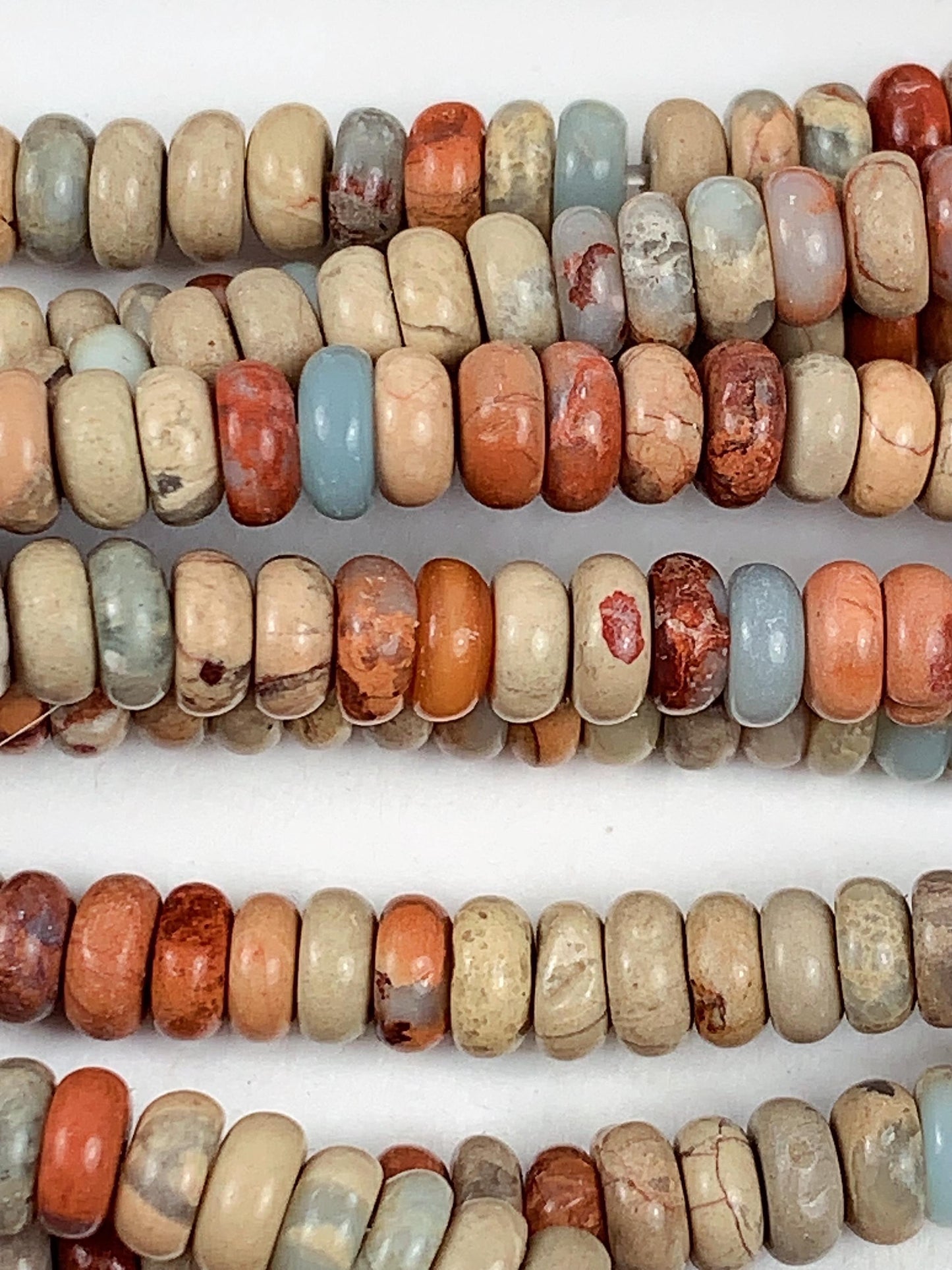 2x4mm Genuine Natural Sky Blue Red Brown Agalmatolite Smooth Rondelle Beads 15" Strand