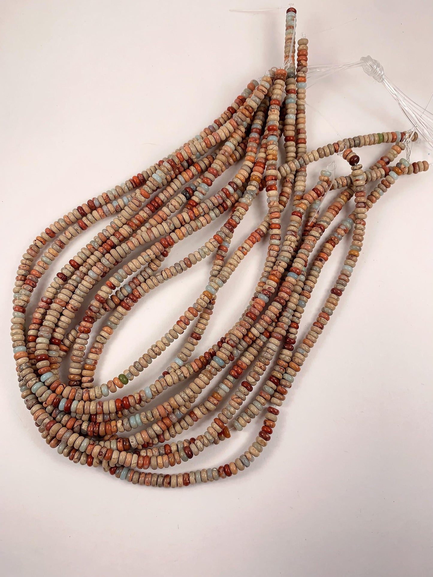 2x4mm Genuine Natural Sky Blue Red Brown Agalmatolite Smooth Rondelle Beads 15" Strand