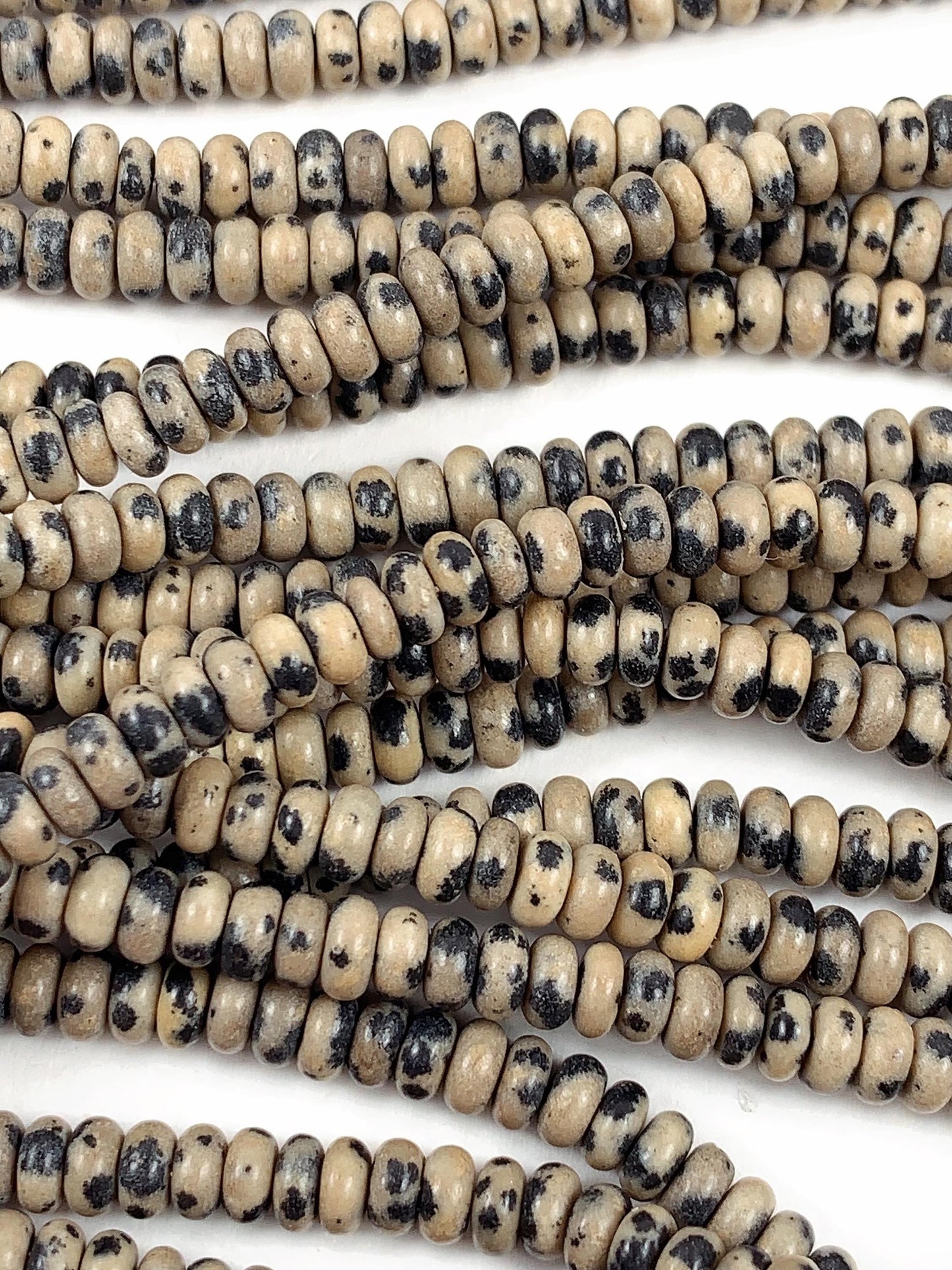 2x4mm Natural Black White Dalmatian Jasper Smooth Rondelle Beads 15" Strand