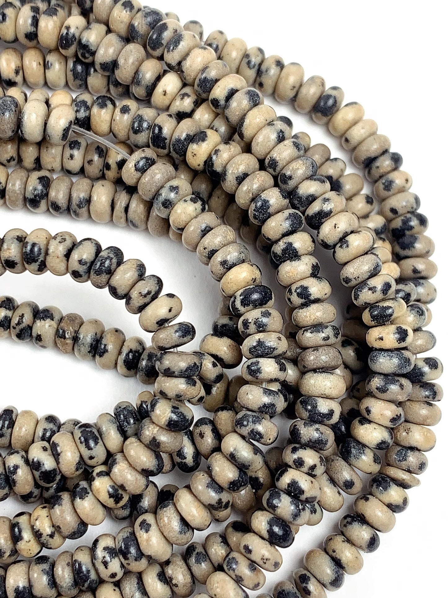 2x4mm Natural Black White Dalmatian Jasper Smooth Rondelle Beads 15" Strand