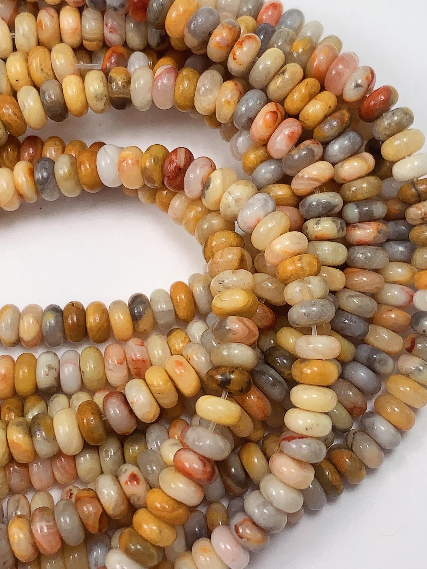 2x4mm Good quality Genuine Natural Yellow Brown Crazy Agate Smooth Rondelle Beads 15.5" Strand