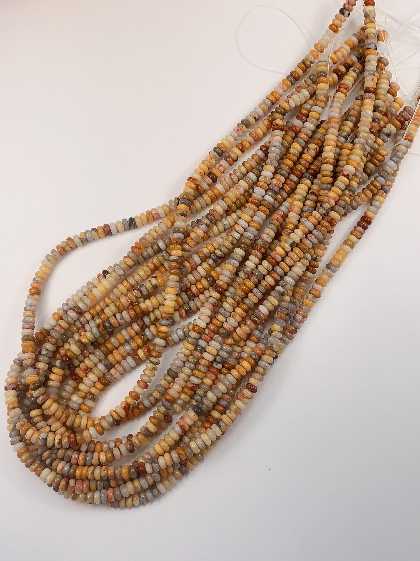 2x4mm Good quality Genuine Natural Yellow Brown Crazy Agate Smooth Rondelle Beads 15.5" Strand