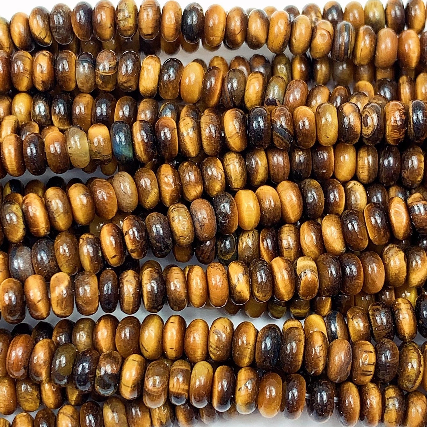 2x4mm Good Quality Natural Yellow Brown Tiger Eyes Smooth Rondelle Beads 15" Strand