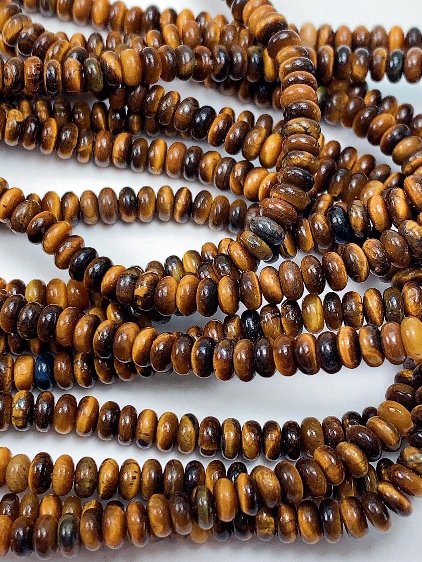 2x4mm Good Quality Natural Yellow Brown Tiger Eyes Smooth Rondelle Beads 15" Strand