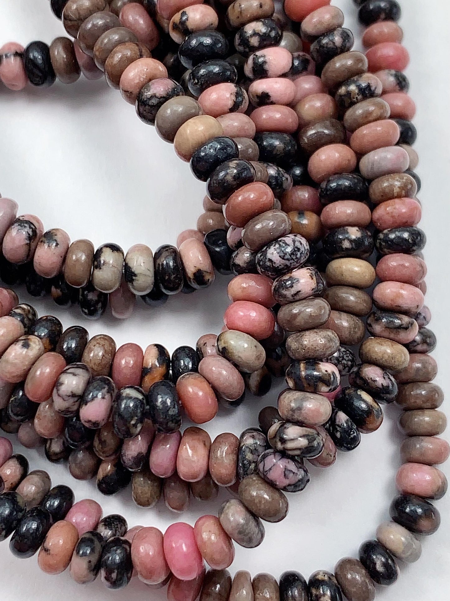 2x4mm Good Quality Natural Pink Black Rhodonite Smooth Rondelle Beads 15" Strand
