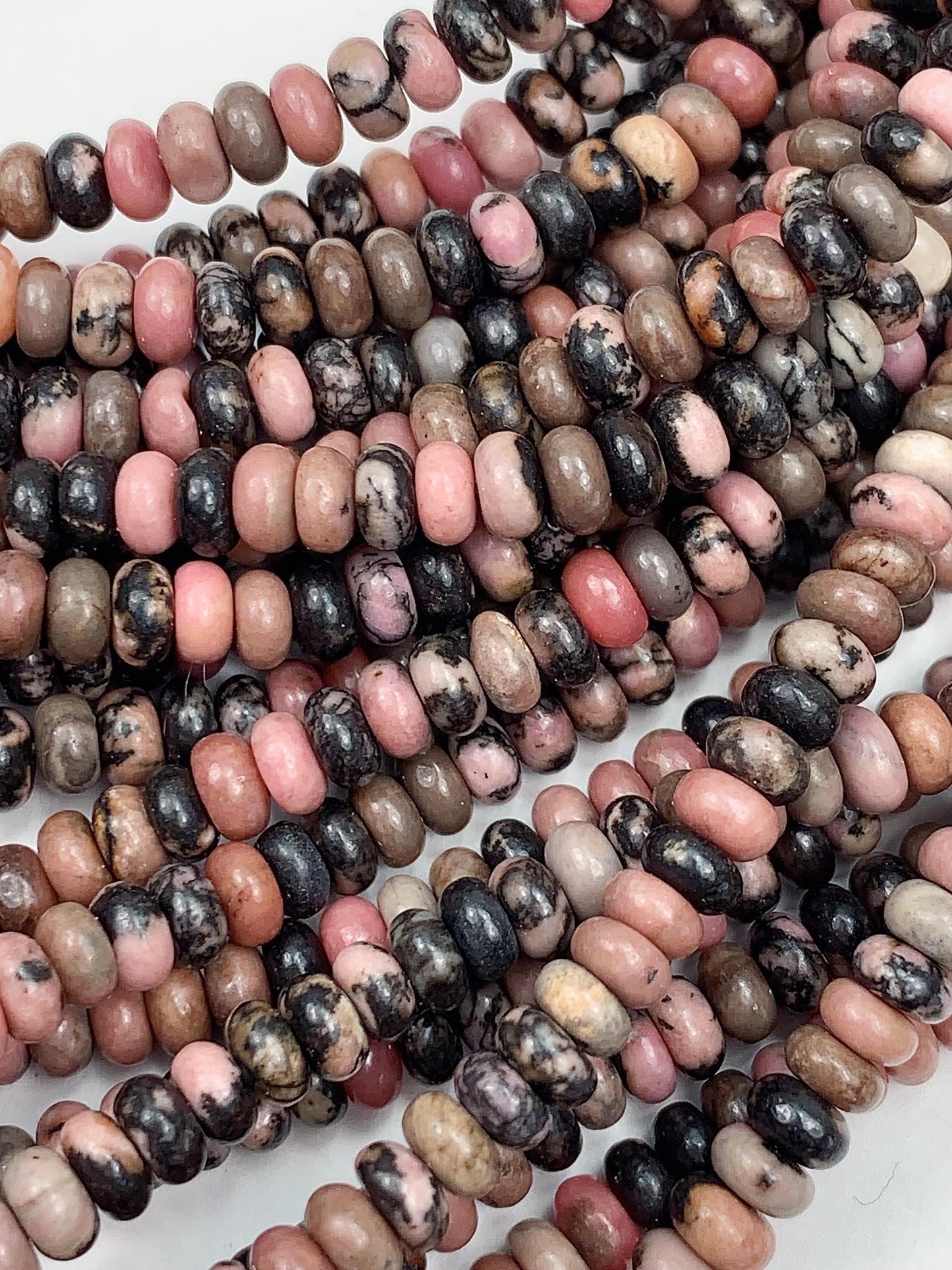 2x4mm Good Quality Natural Pink Black Rhodonite Smooth Rondelle Beads 15" Strand