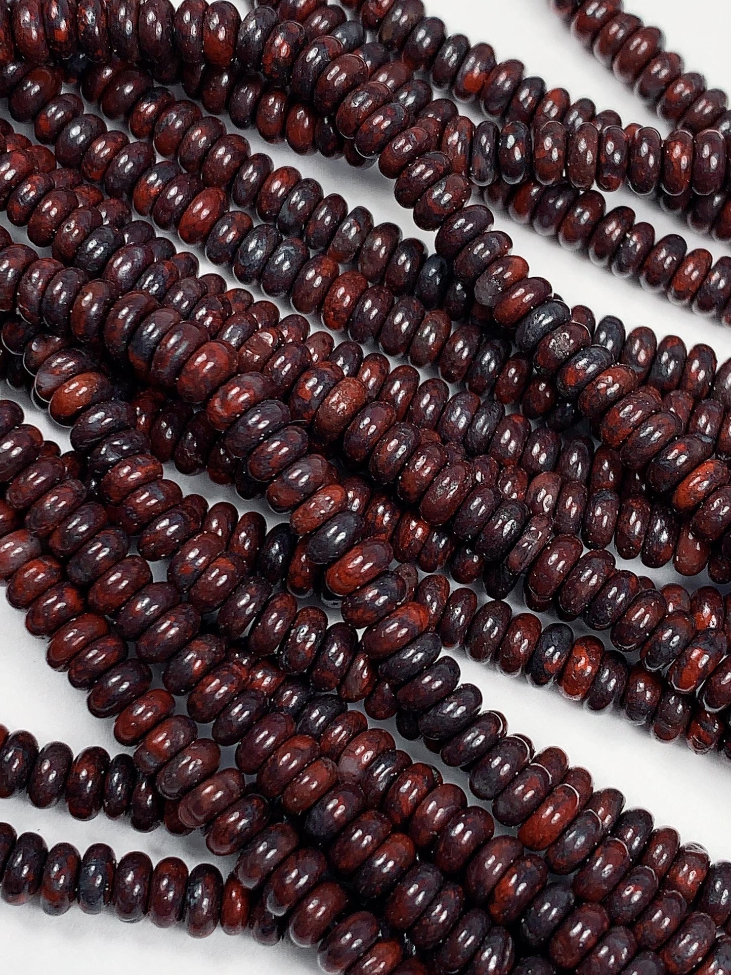 Good Quality Natural Red Black Brecciated Jasper Smooth Rondelle Beads 15" Strand 2x4mm